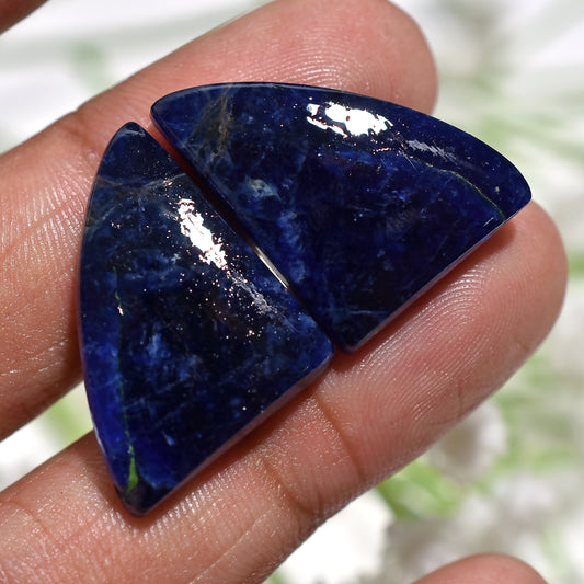 Natural Sodalite Fancy Shaped Pair – Deep Blue Matched Gemstone for Artisan Earrings