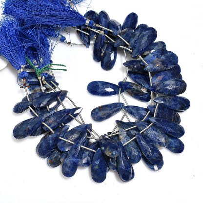 High-Quality Sodalite Teardrop Faceted Beads – Rich Blue Gemstones for Wholesale Jewelry