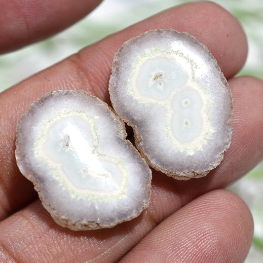 Exquisite White Solar Quartz Gemstone Pair – Stalactite Slices for Artisan Jewelry