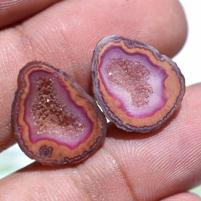 Brown Window Druzy Solar Quartz Pair – Sparkling Gemstones