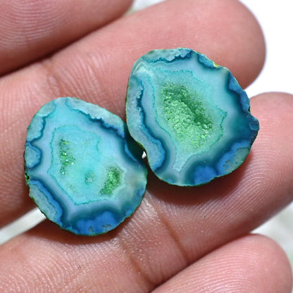 High Dome Solar Quartz Geode Gemstone Pair – Sparkling Fancy Druzy Window Crystal for Wholesale Jewelry