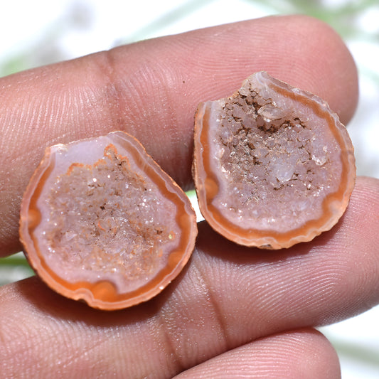 Sparkling Solar Quartz Druzy Pair – Matched Geode Gemstones for Earrings