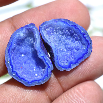 Beautiful Window Druzy Pair Cabochon - Small Dyed Solar Quartz Gemstone for Earrings