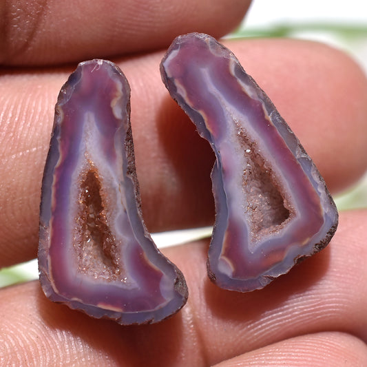 Brown & Black Geode Agate Druzy Earrings Pair - Solar Quartz Gemstone DIY Jewelry