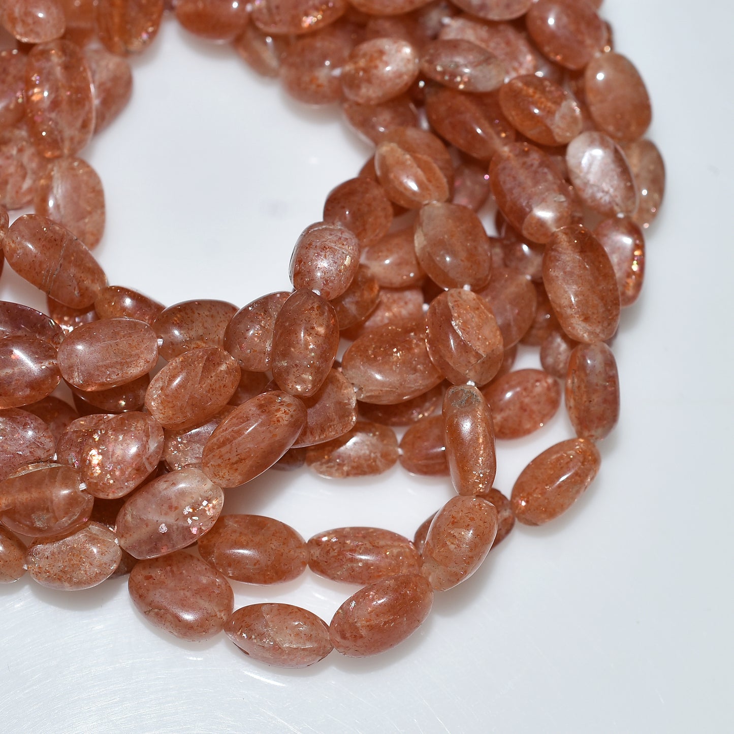 Golden Spark Sunstone Smooth Nuggets Gemstone Beads –  16 inches Wholesale Strand For DIY Jewelry