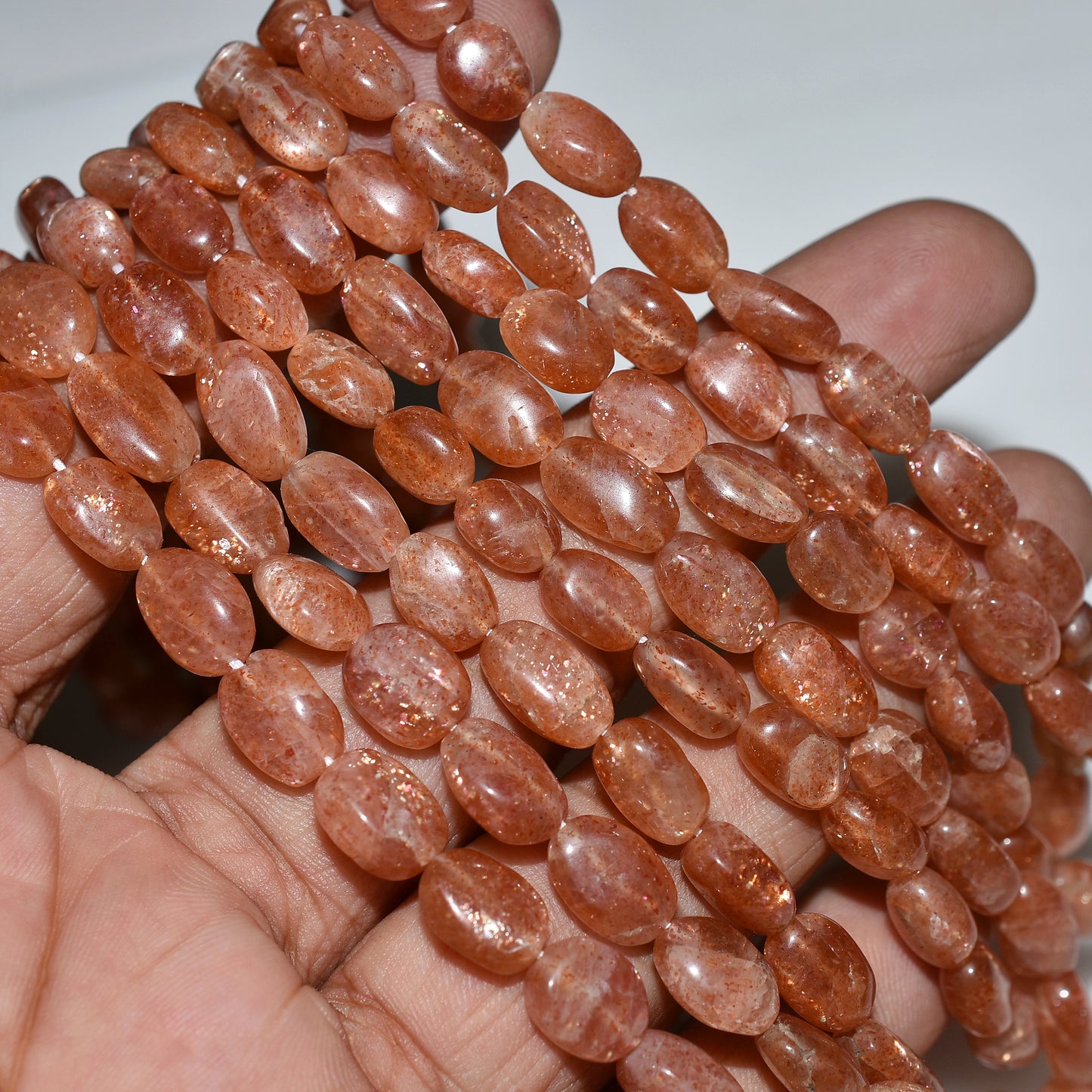 Golden Spark Sunstone Smooth Nuggets Gemstone Beads –  16 inches Wholesale Strand For DIY Jewelry