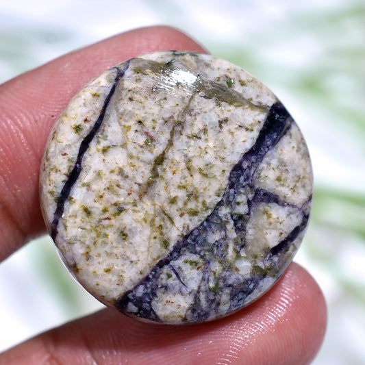 Bright Round Tiffany Jasper Cabochon – Unique Pattern with Cream Swirls for Custom Jewelry