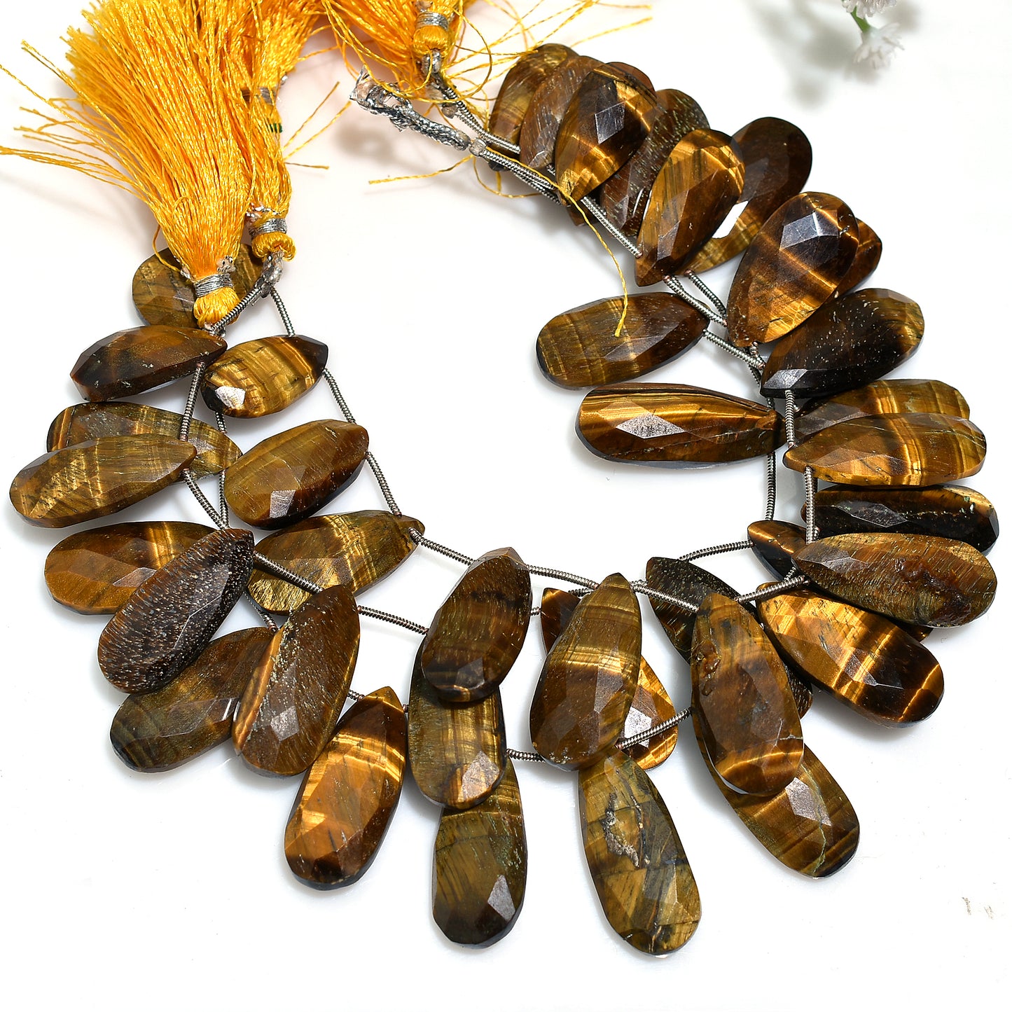 Golden Brown Tiger Eye Faceted Drop Beads Strand – Wholesale Natural Gemstone For Crafts