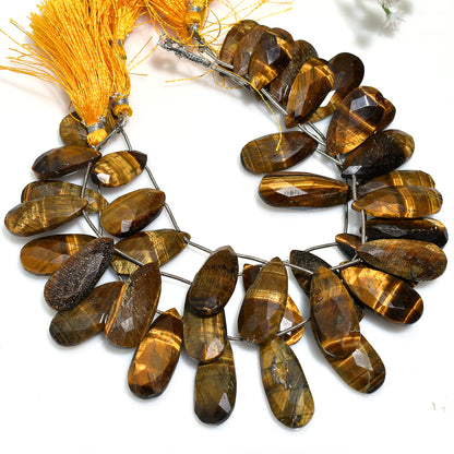 Golden Brown Tiger Eye Faceted Drop Beads Strand – Wholesale Natural Gemstone For Crafts