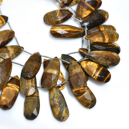 Golden Brown Tiger Eye Faceted Drop Beads Strand – Wholesale Natural Gemstone For Crafts