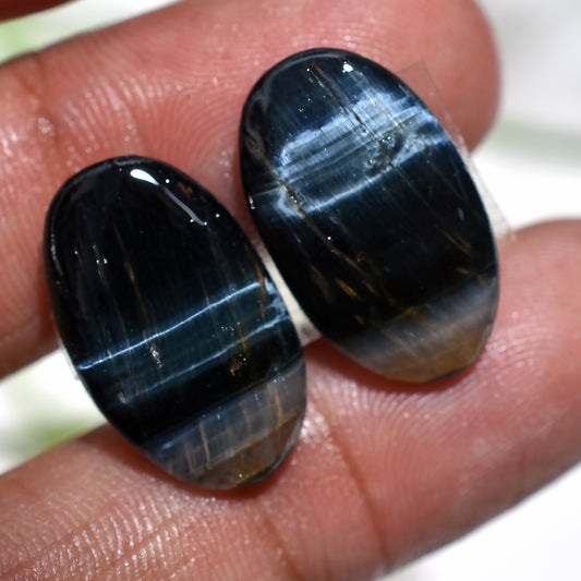 Lustrous Blue Tiger Eye Oval Set – Wholesale Gemstone pair for Earring Jewelry
