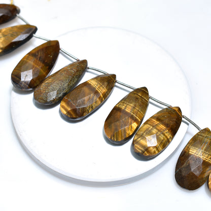 Golden Brown Tiger Eye Faceted Drop Beads Strand – Wholesale Natural Gemstone For Crafts
