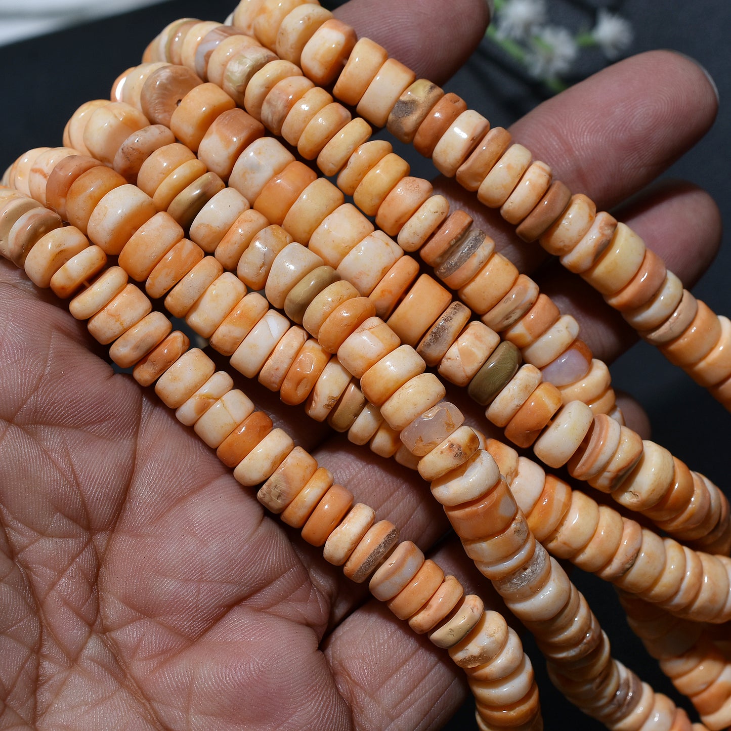Wholesale Tyre Shape Orange Boulder Opal Beads – Unique Smooth Heishi Gemstones