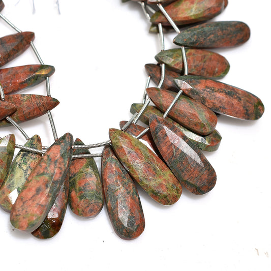 Unique Unakite Faceted Beads – WholesaleTeardrop Gemstones for Custom Jewelry