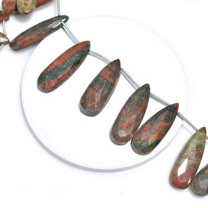 Unique Unakite Faceted Beads – WholesaleTeardrop Gemstones for Custom Jewelry