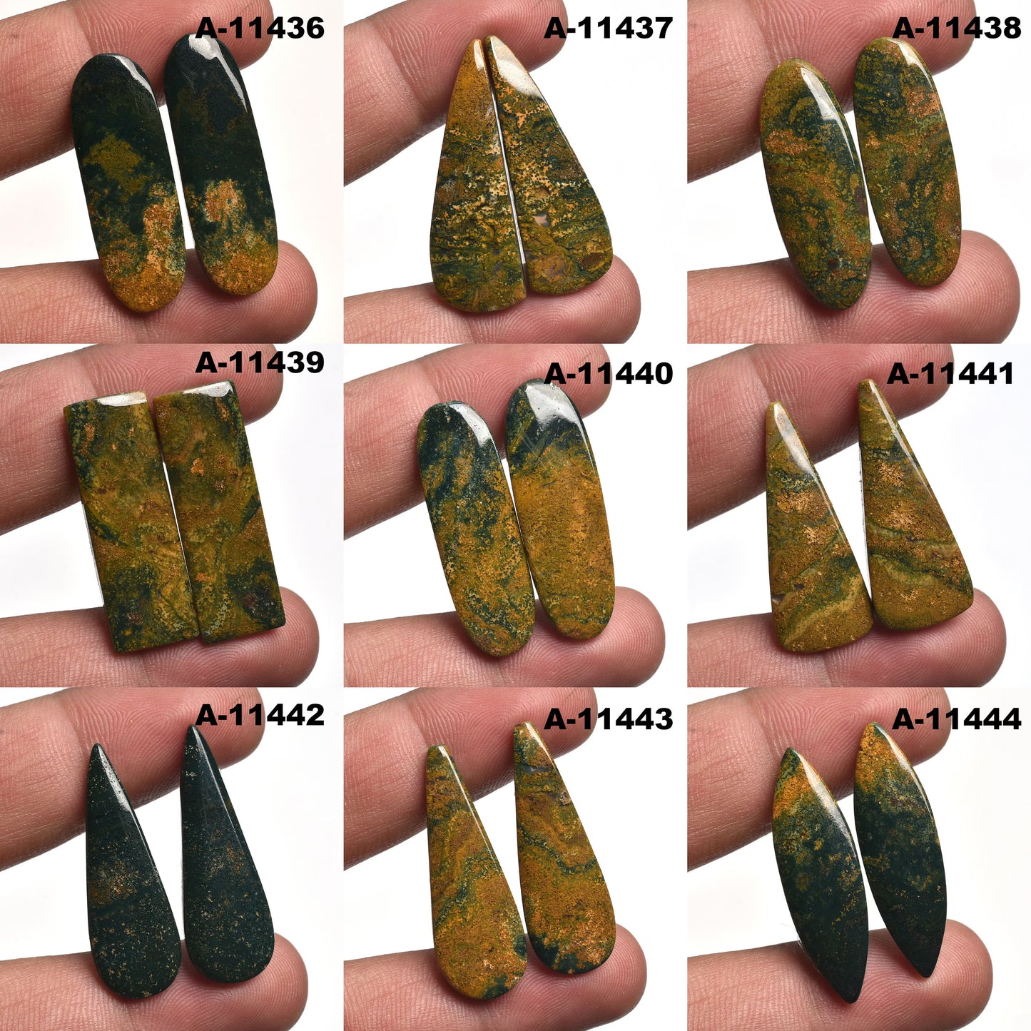 Magnificent Bloodstone Matching Pair - Flat Back Crystal Cabochons
