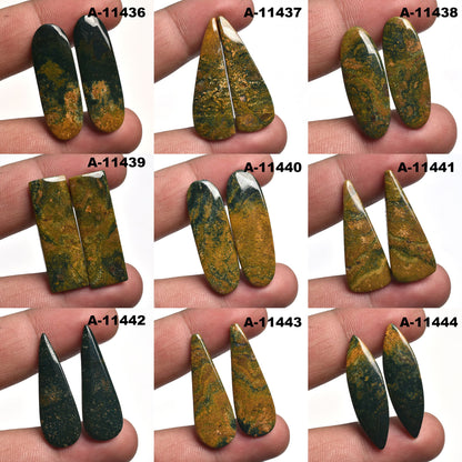 Magnificent Bloodstone Matching Pair - Flat Back Crystal Cabochons