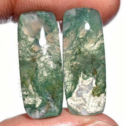 Natural Moss Agate Earring Pairs - Unique Gemstone