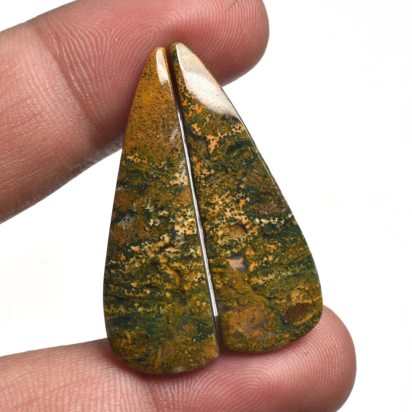 Magnificent Bloodstone Matching Pair - Flat Back Crystal Cabochons