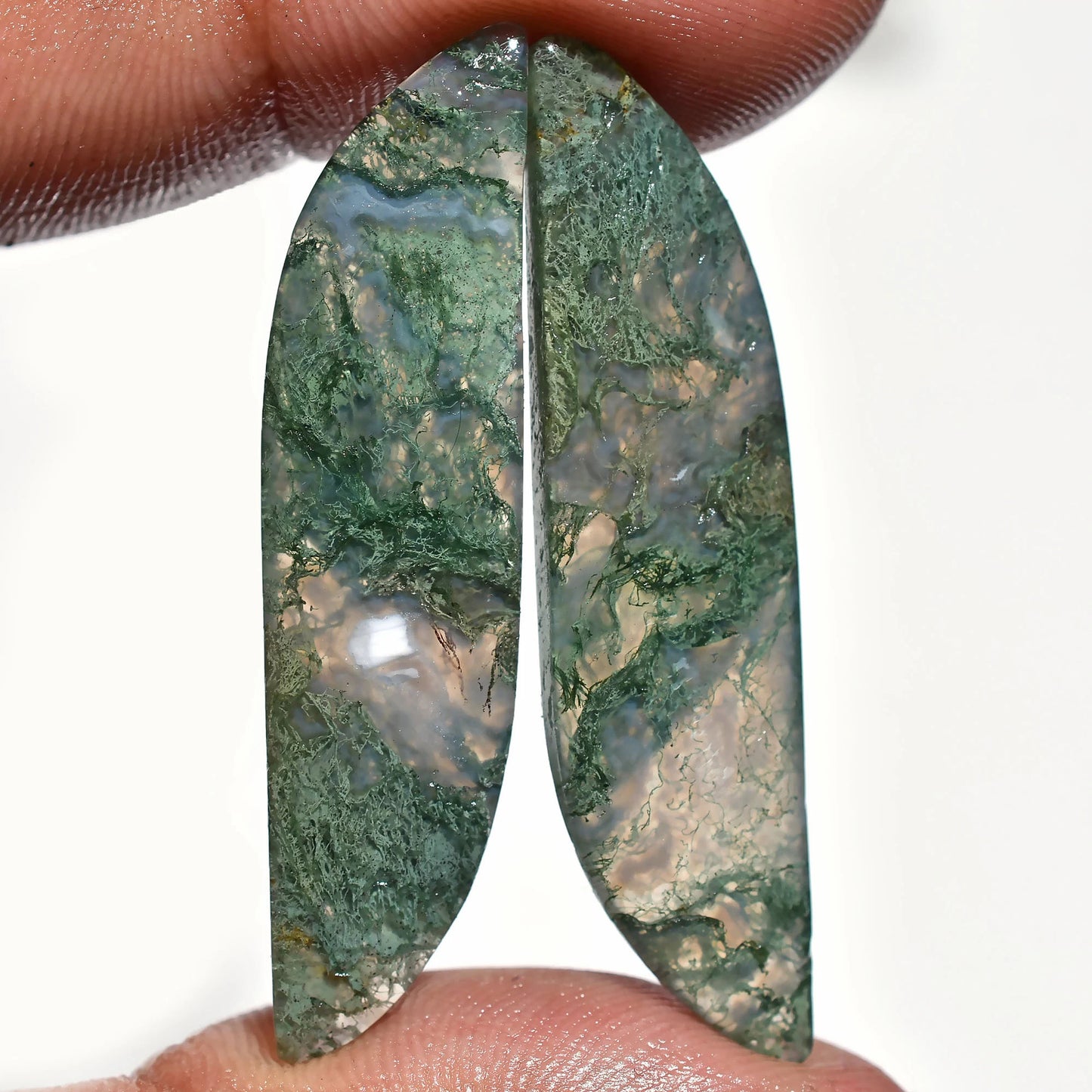 Natural Moss Agate Earring Pairs - Unique Gemstone