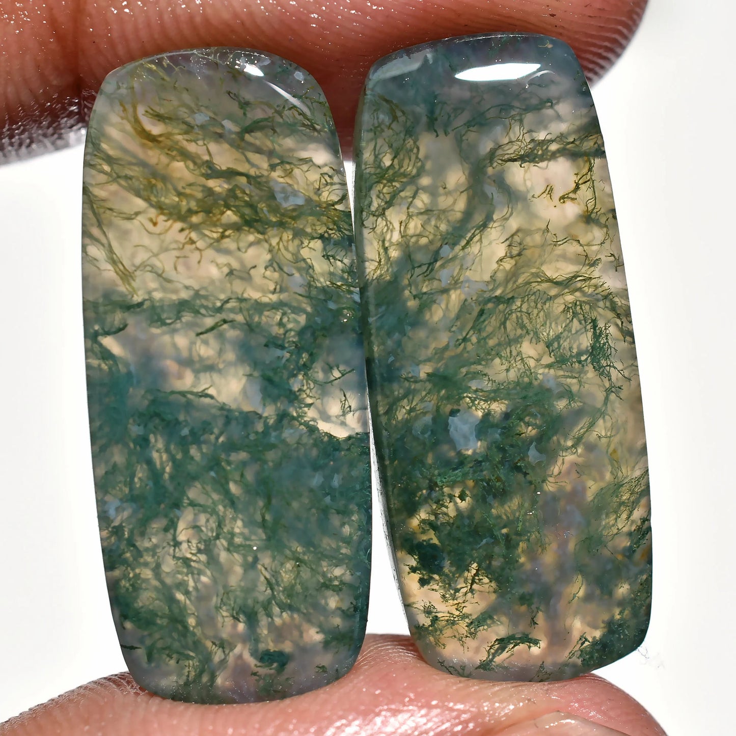 Natural Moss Agate Earring Pairs - Unique Gemstone