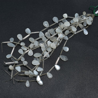 Delicate Off-White Moonstone Pear Beads– Soft Toned Gemstones for Wholesale Jewelry