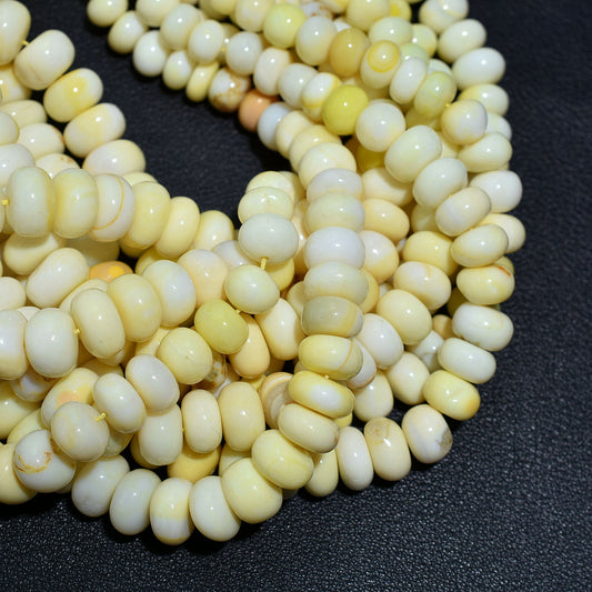 Yellow Opal Smooth Rondelle Gemstone Beads, 16 inch Wholesale Strand For DIY Creations
