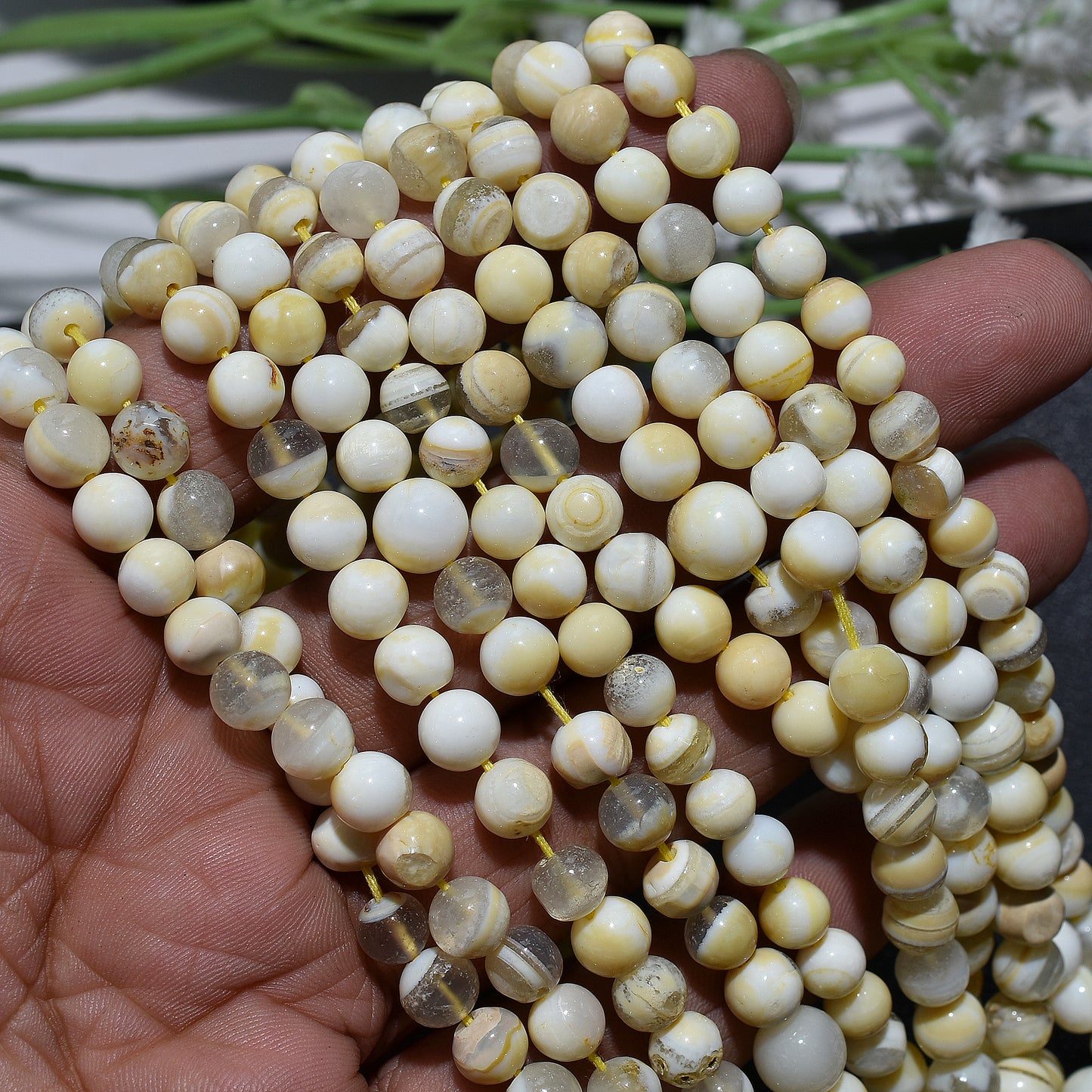 Smooth Yellow Boulder Opal Round Gemstones – Rustic Beads for Wholesale Jewelry