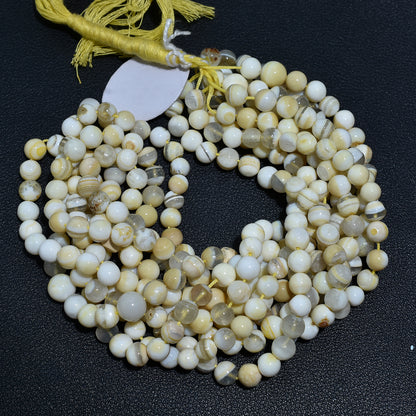 Smooth Yellow Boulder Opal Round Gemstones – Rustic Beads for Wholesale Jewelry