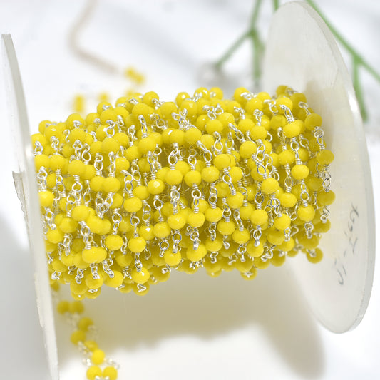 Trending Yellow Jade Silver Rosary-Wholesale Jewellery Handcrafted Stone Beads Chains Lot
