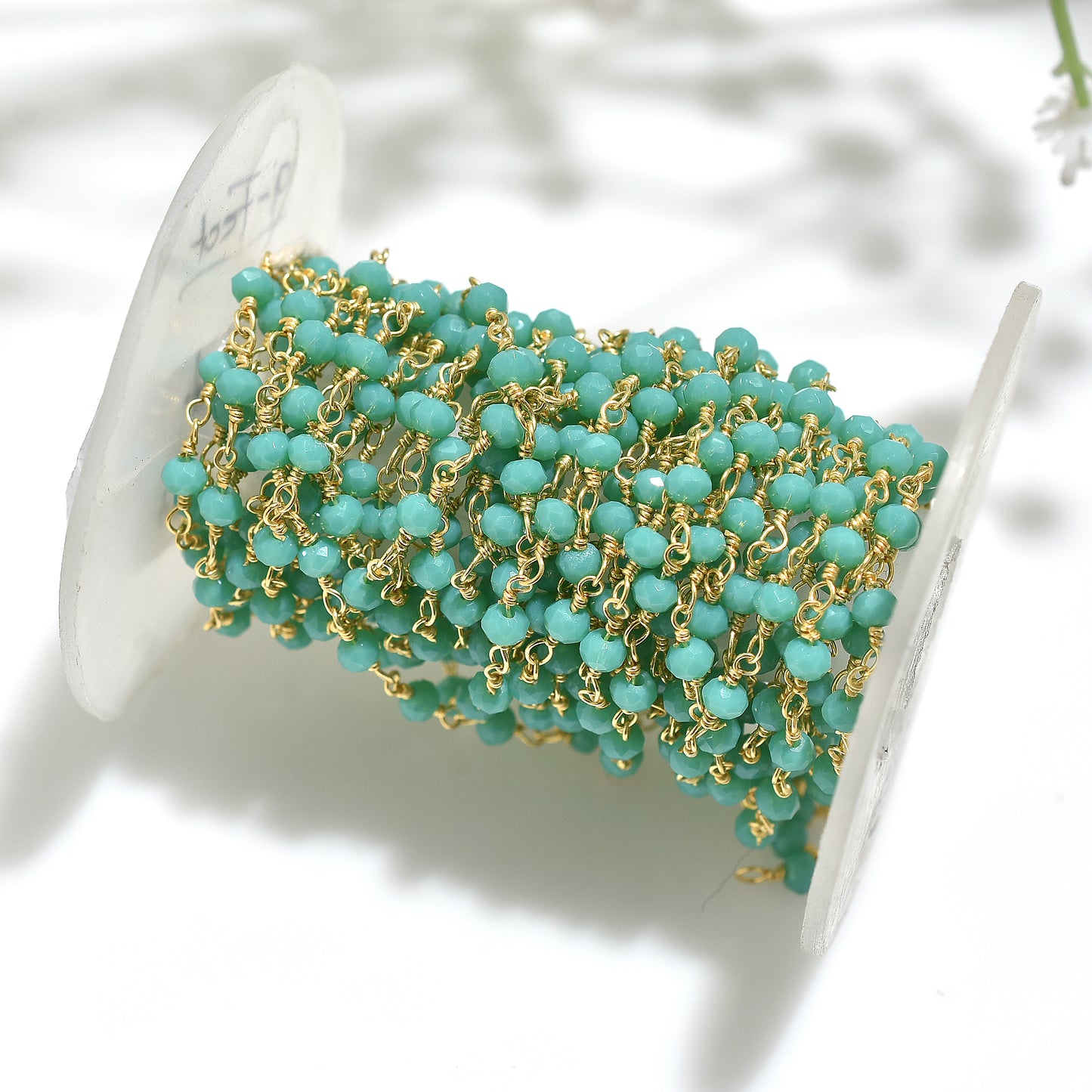 Luxurious Emerald Gold Plated Rosary Chain – Wholesale Hydro Gemstone Beads for Jewelry Designers