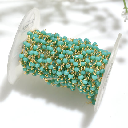 Luxurious Emerald Gold Plated Rosary Chain – Wholesale Hydro Gemstone Beads for Jewelry Designers