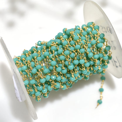 Luxurious Emerald Gold Plated Rosary Chain – Wholesale Hydro Gemstone Beads for Jewelry Designers