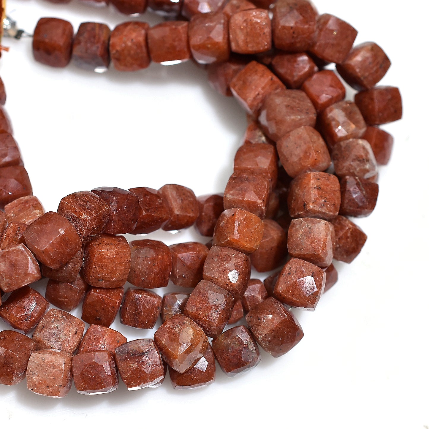 Elegant Sunstone Faceted Cube Gemstone Beads – 8 Inch Wholesale Strand For Custom Jewelry Design