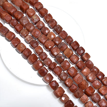 Elegant Sunstone Faceted Cube Gemstone Beads – 8 Inch Wholesale Strand For Custom Jewelry Design