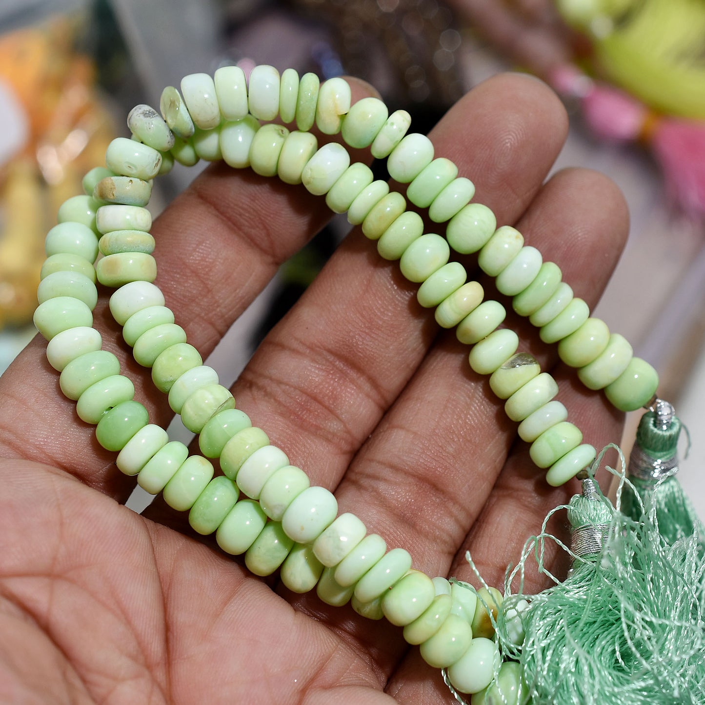 Mint Green Opal Beads – Wholesale Smooth Rondelle Gemstone Strand for Jewelry