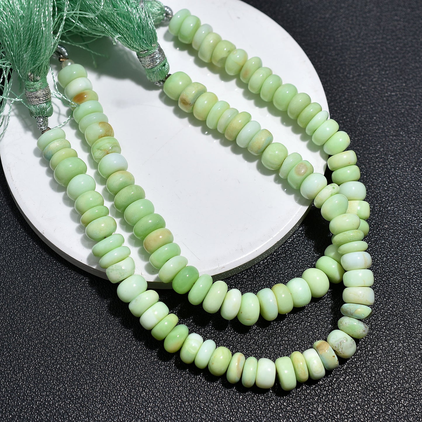 Mint Green Opal Beads – Wholesale Smooth Rondelle Gemstone Strand for Jewelry