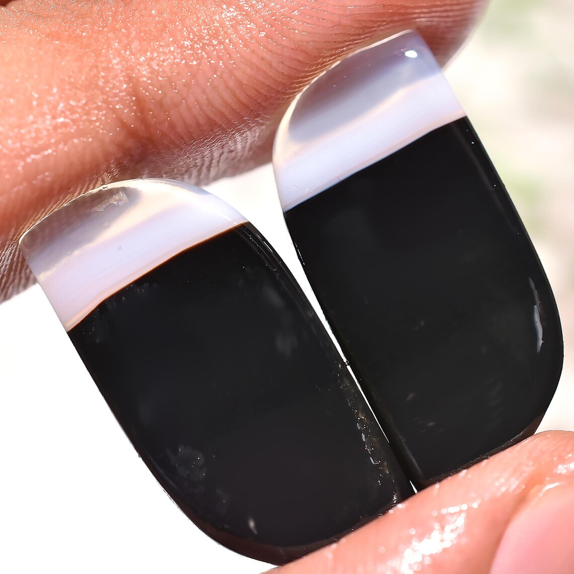 100% Natural Banded Agate Earring Pair - Loose Agate Healing Crystals