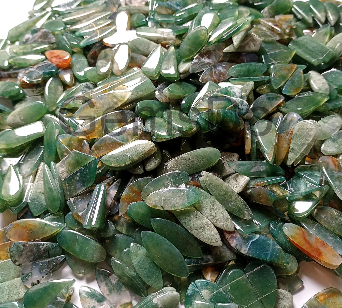 Natural Moss Agate Pair – Wholesale Mixed Designer Matched Cabochons Lot