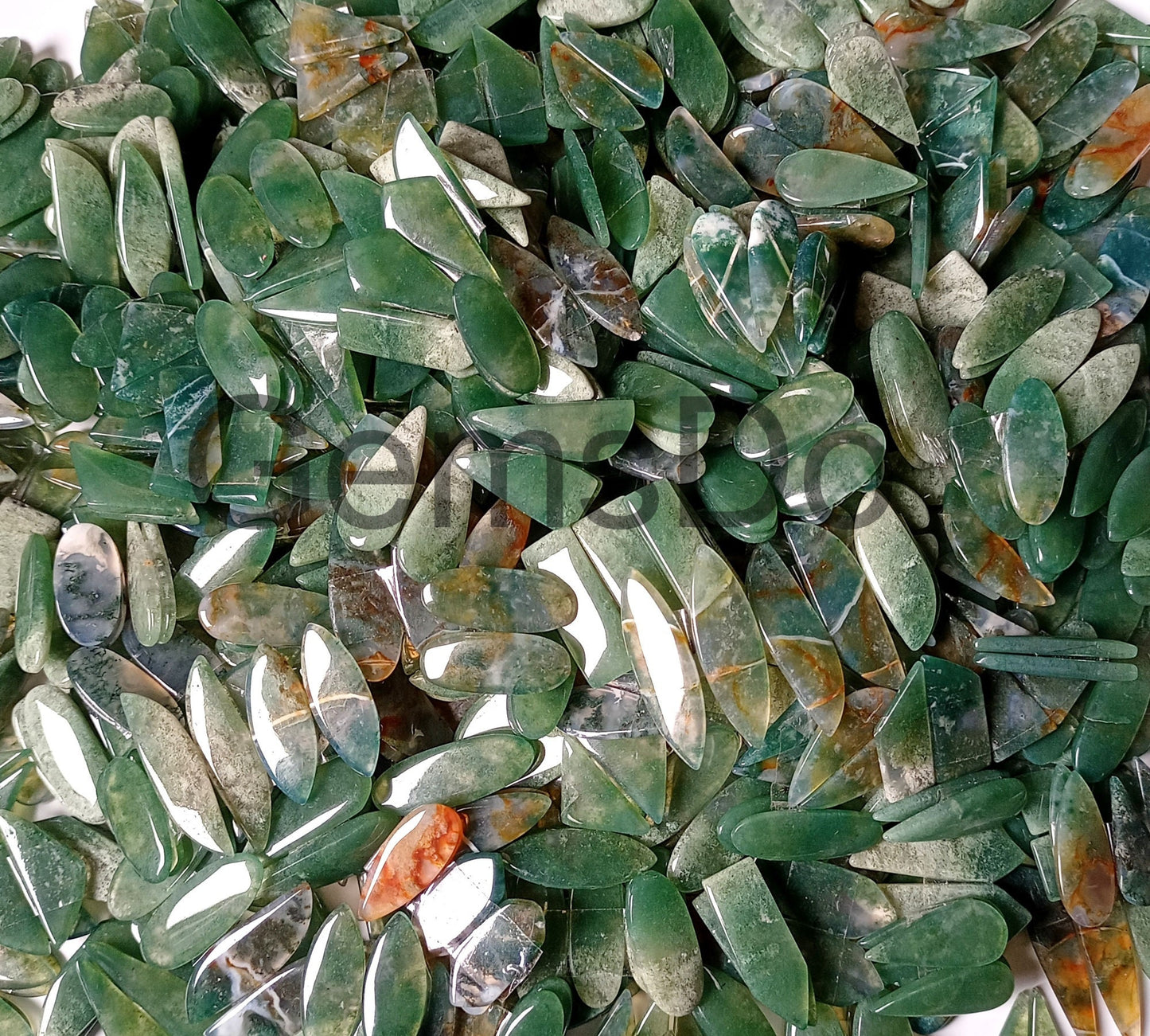 Natural Moss Agate Pair – Wholesale Mixed Designer Matched Cabochons Lot