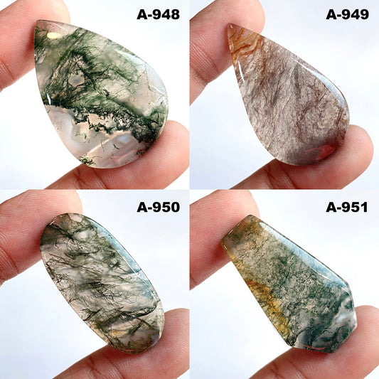 Handmade Oval Moss Agate Cabochon - Natural Loose Gemstone