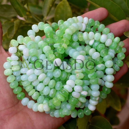 Green Opal Rondelle Beads - Smooth 16" Strand, Wholesale Opal Beads
