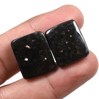 Golden Nuummite Earrings Pair – Unique Nuummite Loose Cabochons for Custom Jewelry