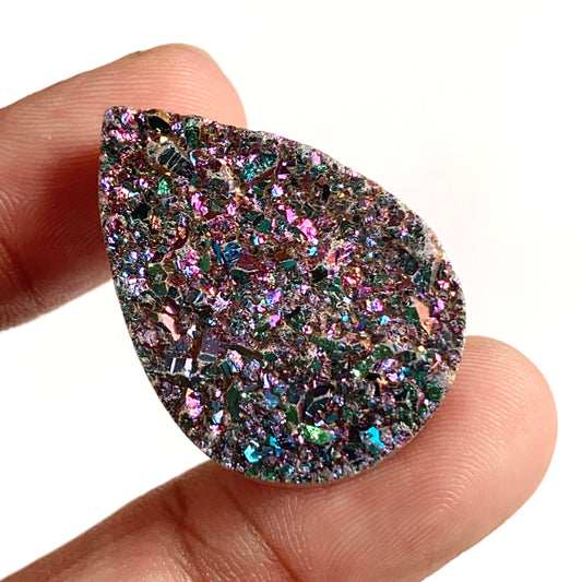 Titanium Druzy Gemstone - Blue Druzy Titanium Druzy, Pear Loose Gem