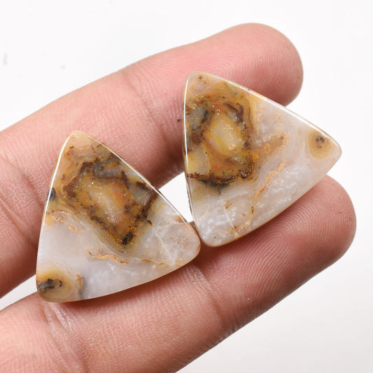 Green Ocean Jasper Gemstone Pair - Smooth Jasper for Earrings