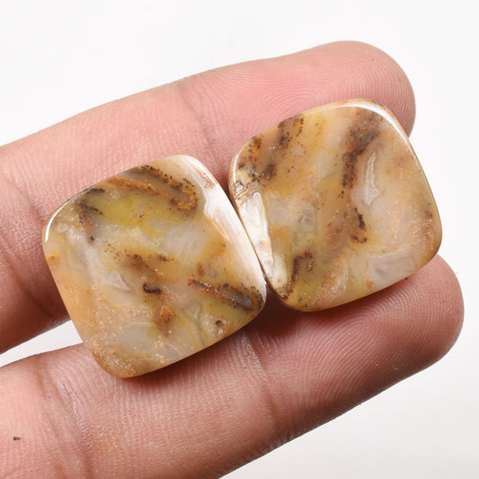 Natural Ocean Jasper Pairs - Matching Oval Cabochons for Earrings
