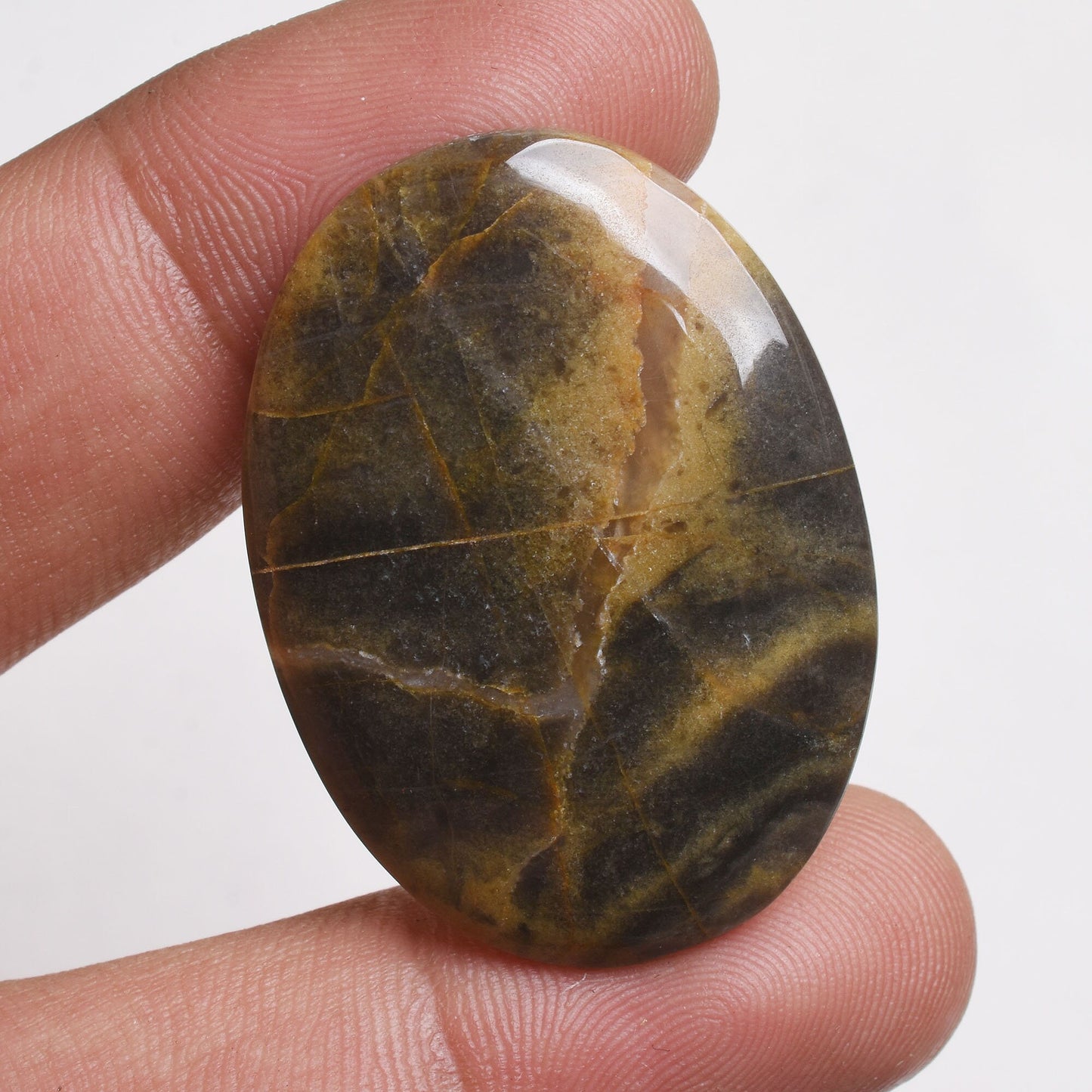 Yellow-Black Mango Jasper Cabochon - Mixed Shape Natural Gemstone, Wholesale Available
