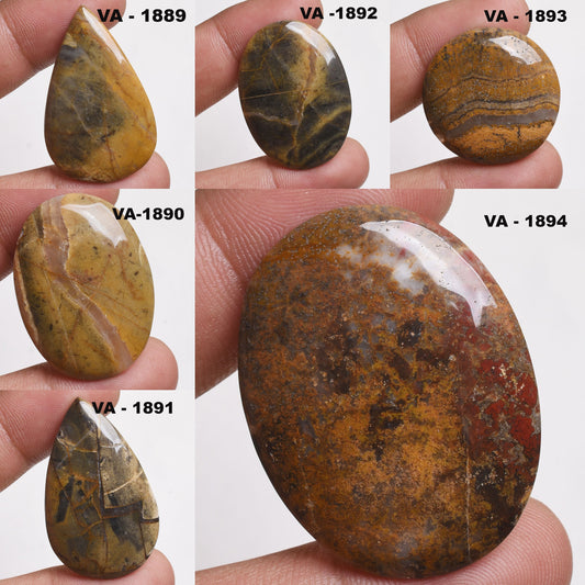 Yellow-Black Mango Jasper Cabochon - Mixed Shape Natural Gemstone, Wholesale Available