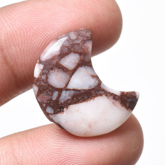 Tiny Crystal Crescent Moon, Carved Gemstone Cabochon