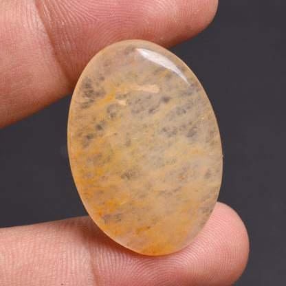 Orange Jade Cabochon - Oval-Round Shaped Smooth Loose Gemstone